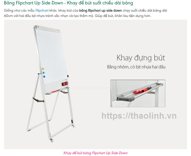 Bảng Flipchart Up Side Down - Khay để bút suốt chiều dài bảng